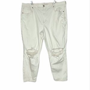 American Eagle Outfitters white ripped mom jeans